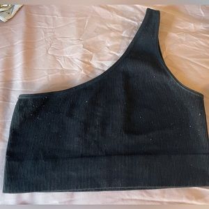 One strap black crop top
